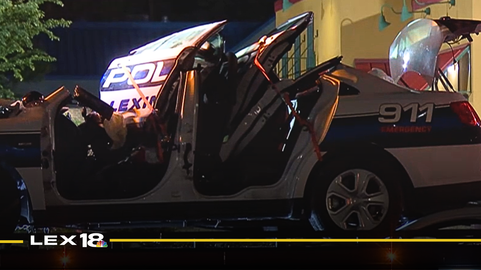 Police cruiser damaged 