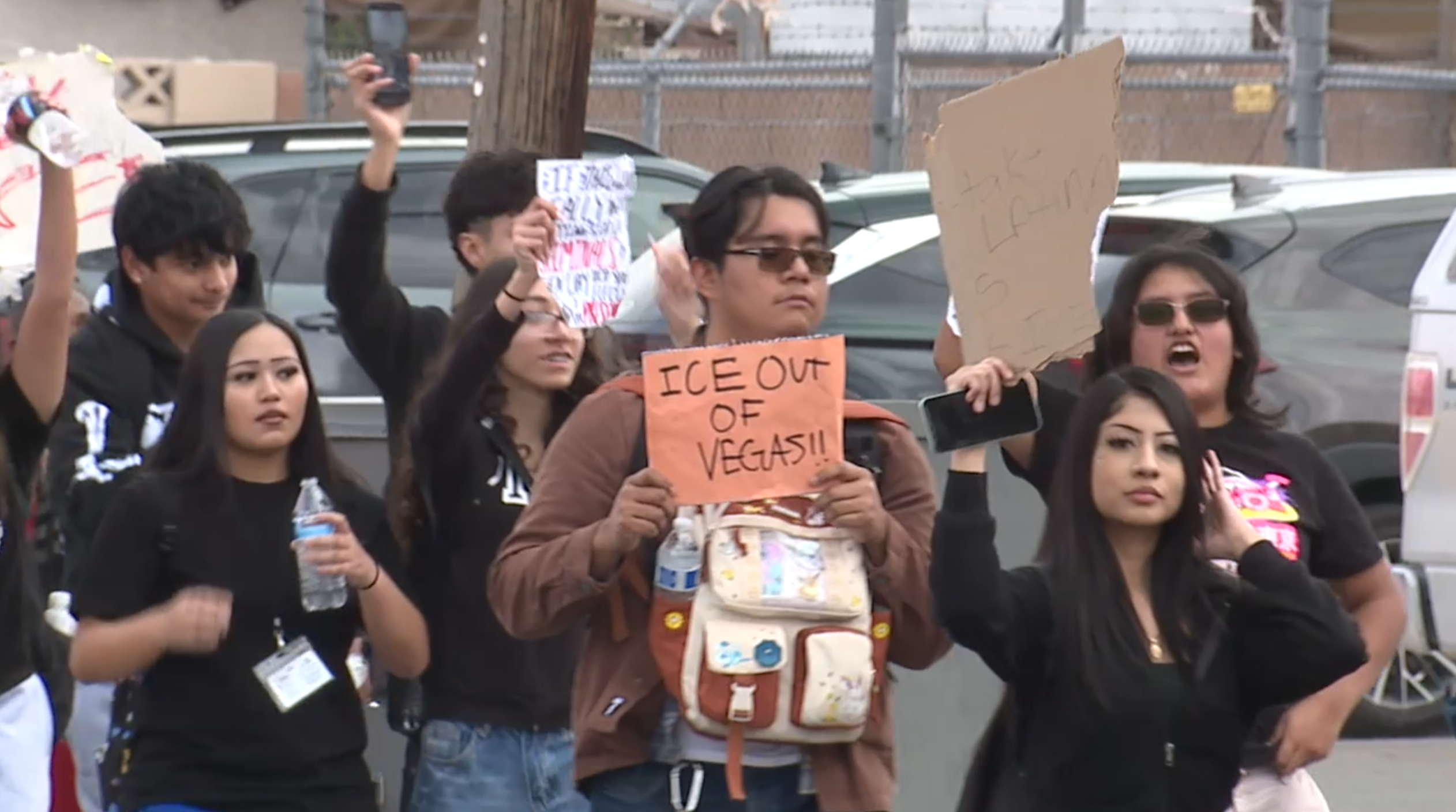 Student-led anti-ICE protests in Las Vegas enter second day
