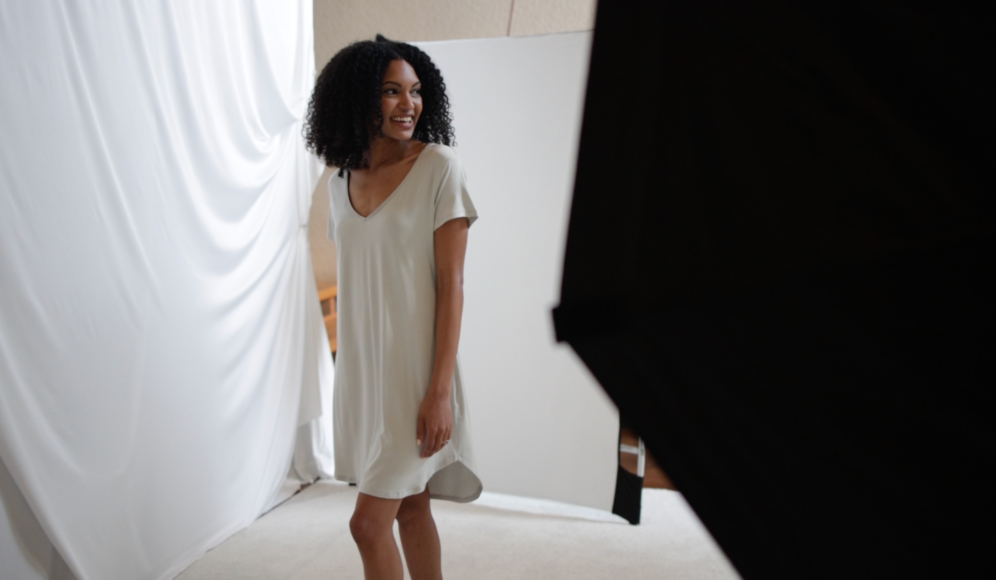 A model wearing Faceplant Dreams sleepwear for a photoshoot in Ybor City.