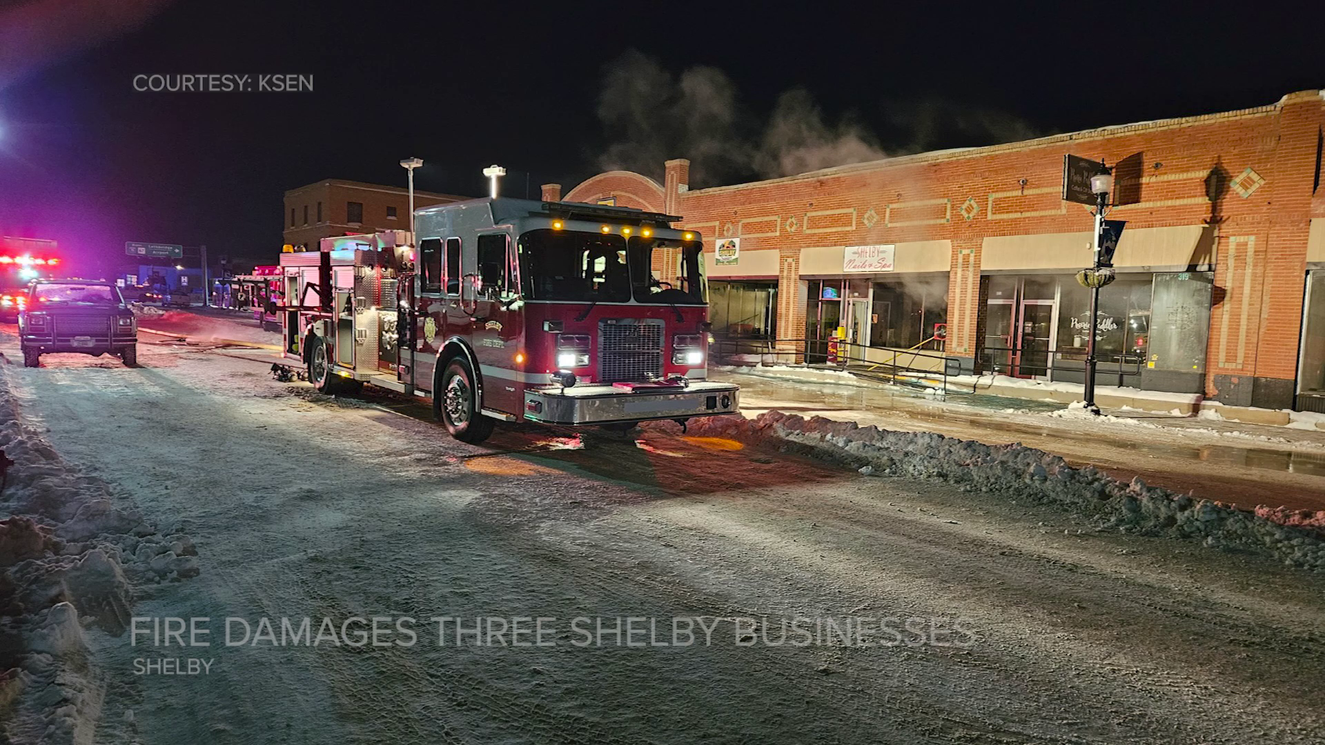 Assessing the fire damage in downtown Shelby