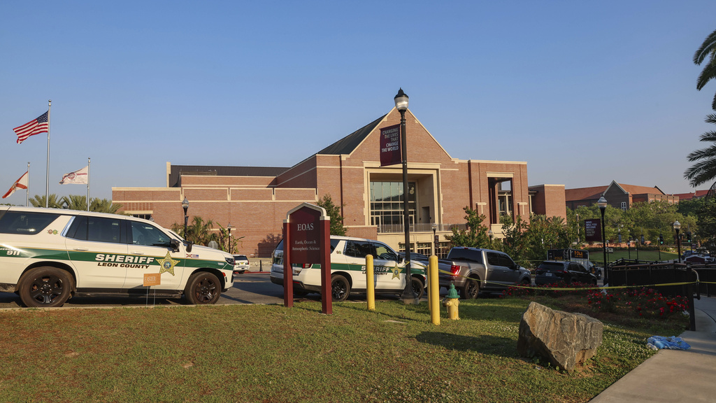 Florida State University Student Union building after campus is closed following a shooting, in Tallahassee, Fla., Thursday, April 17, 2025. 