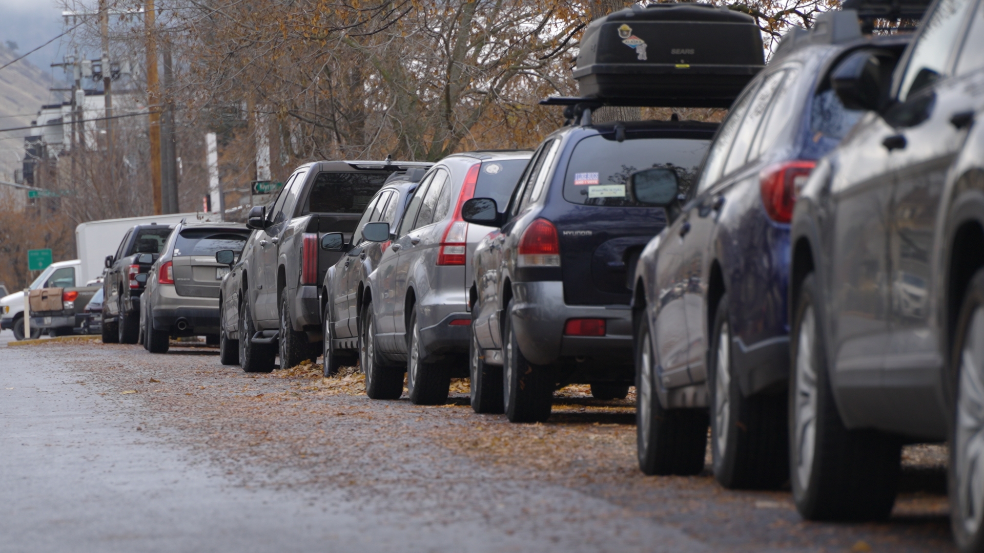 Cars Parked in Hip Strip Area 