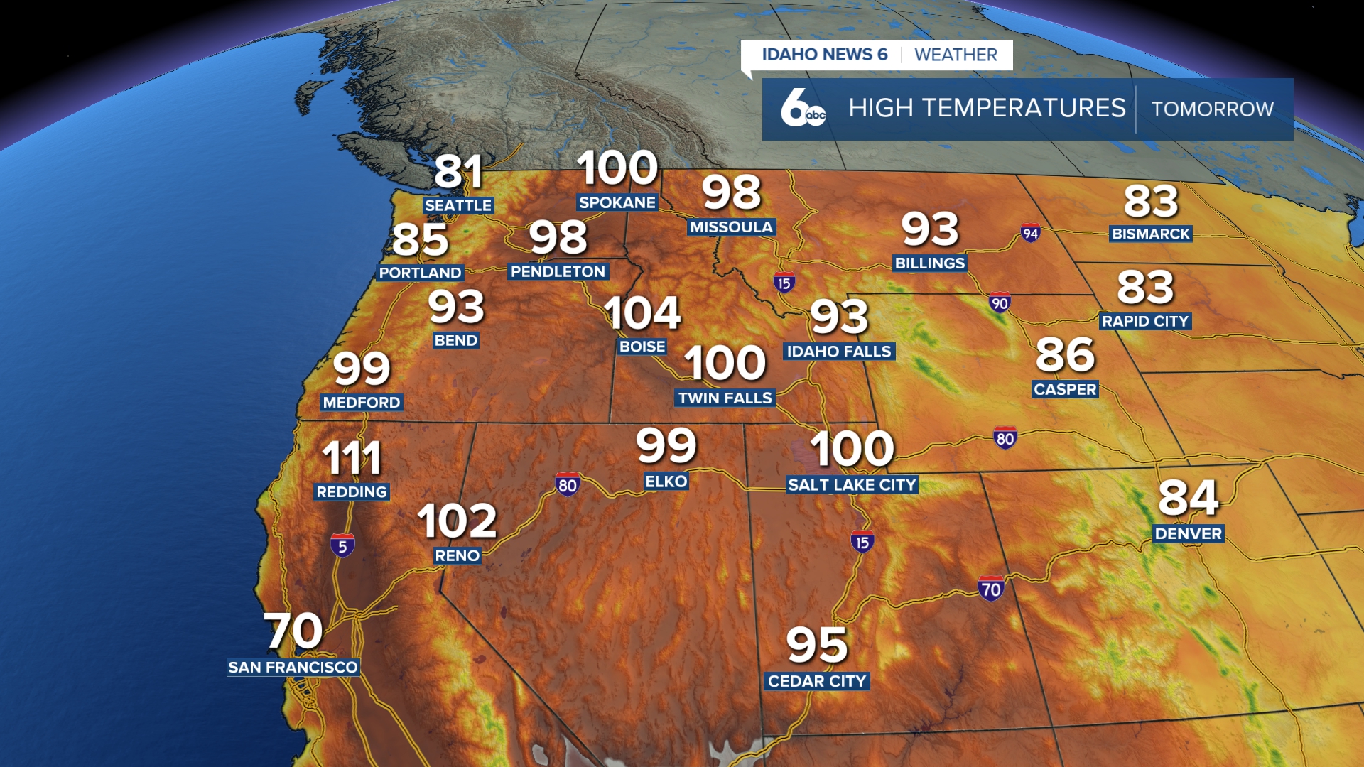 Friday Regional High Temps