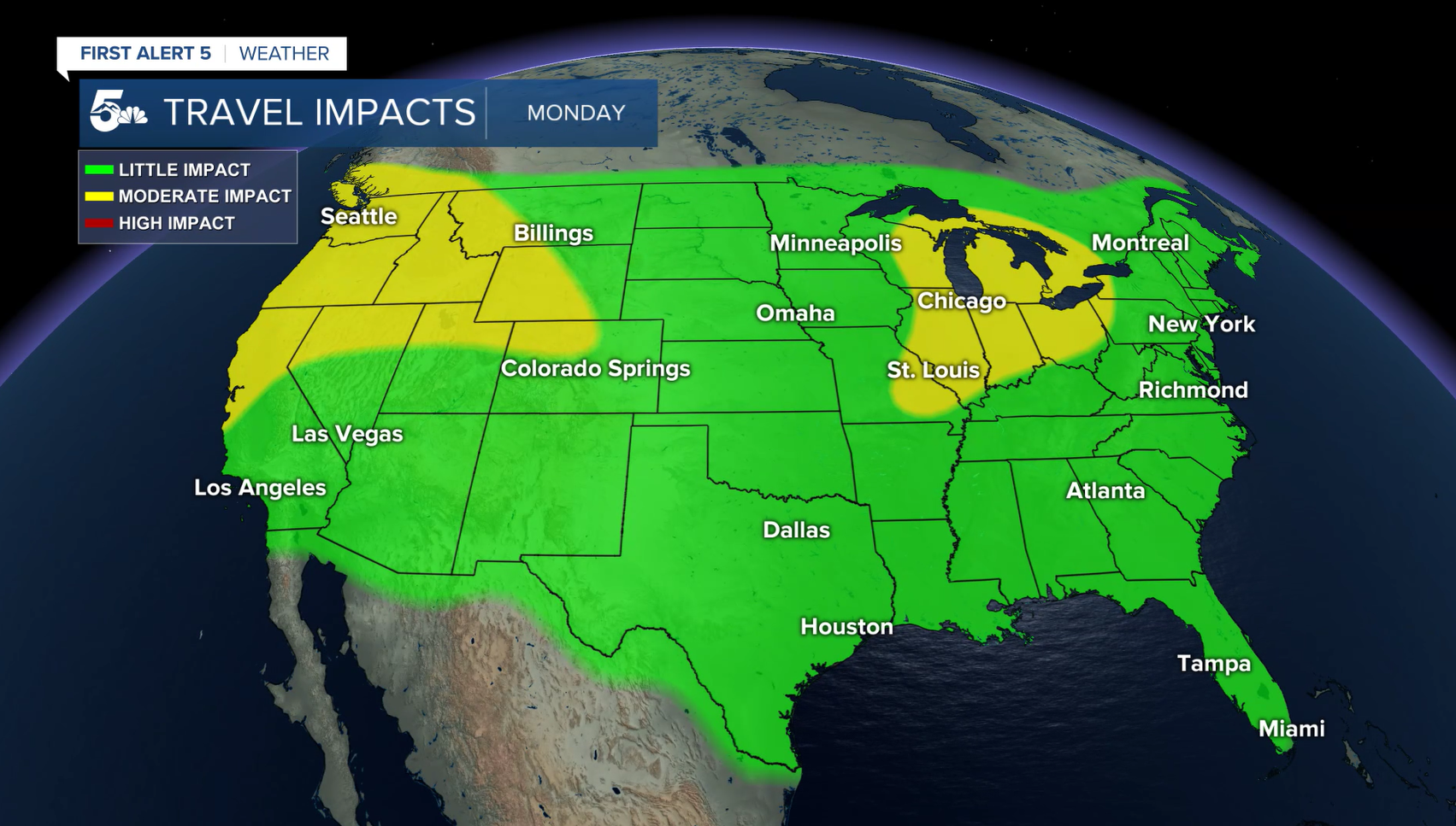 Travel Impacts for Monday, December 23rd