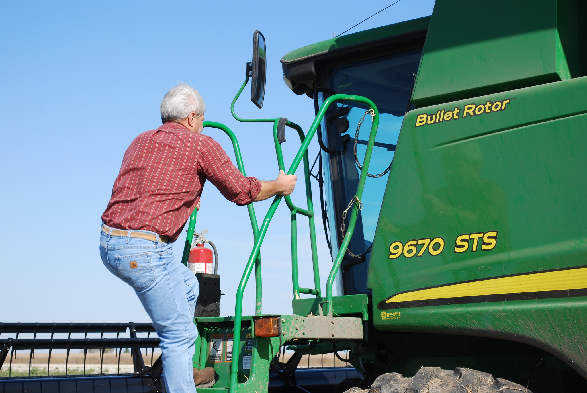 Farmer entering combine