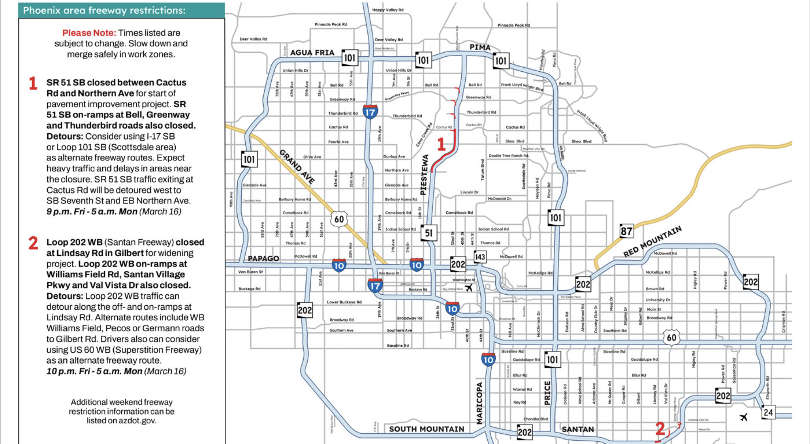 Traffic Closures March 13, 2026