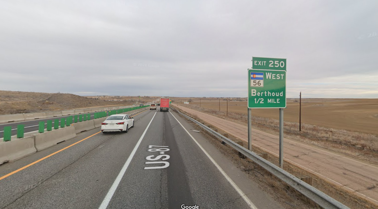 I-25 exit for Berthoud