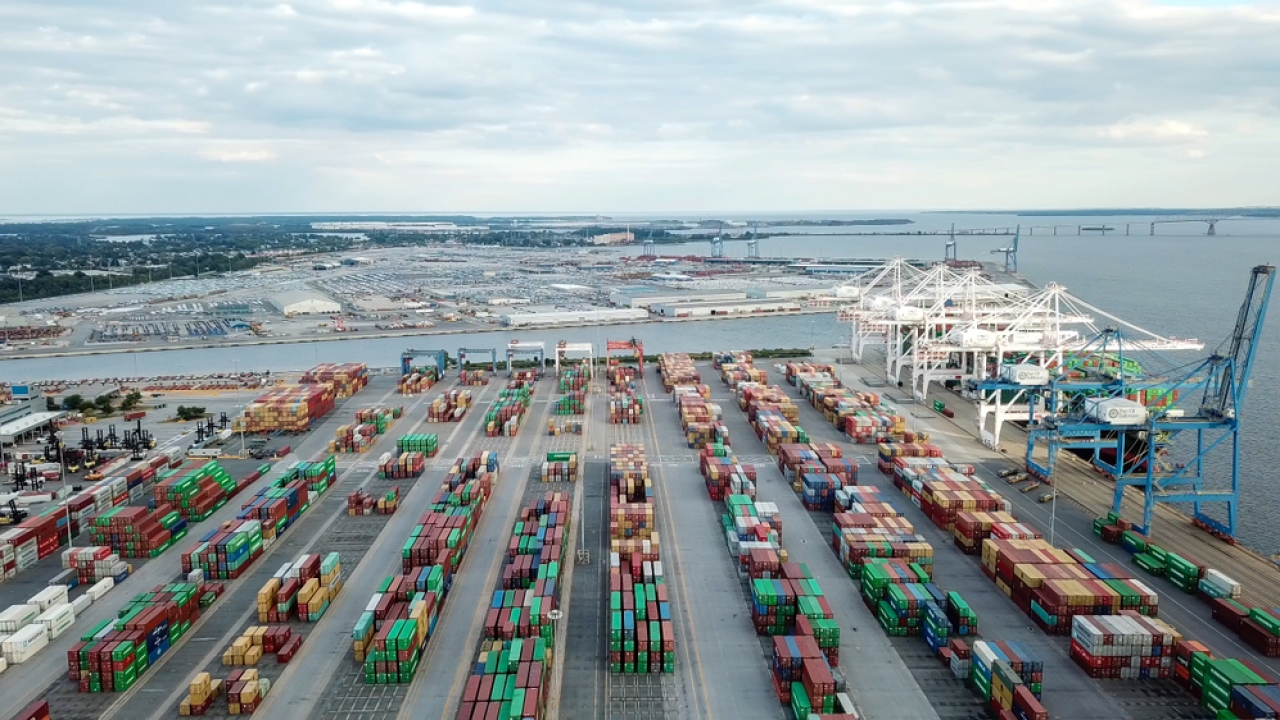 Aerial view of Seagirt Marine Terminal, Port of Baltimore in 2019.