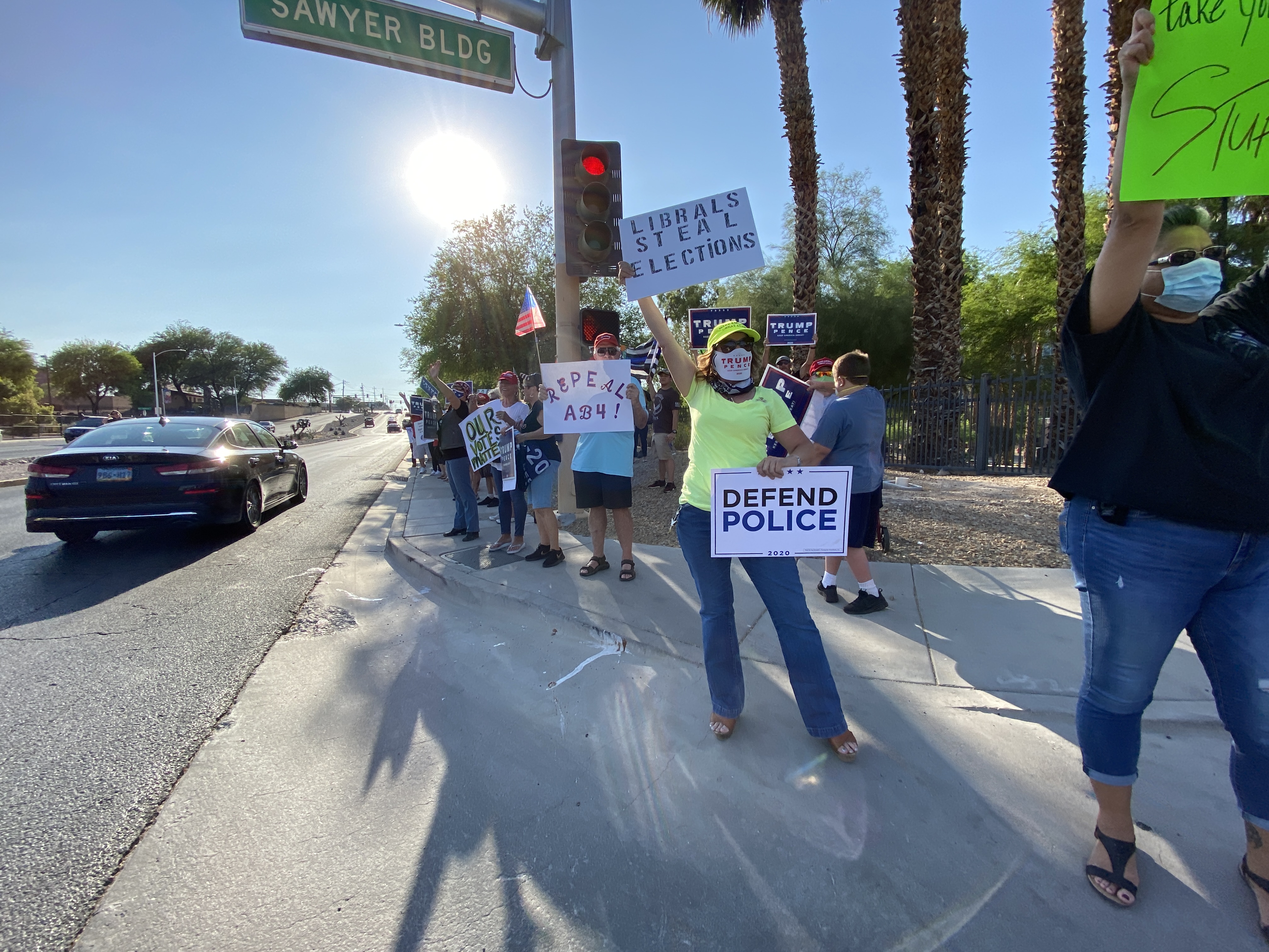 These are photos of protesters that showed up to the Grant Sawyer Building on Aug. 4, 2020