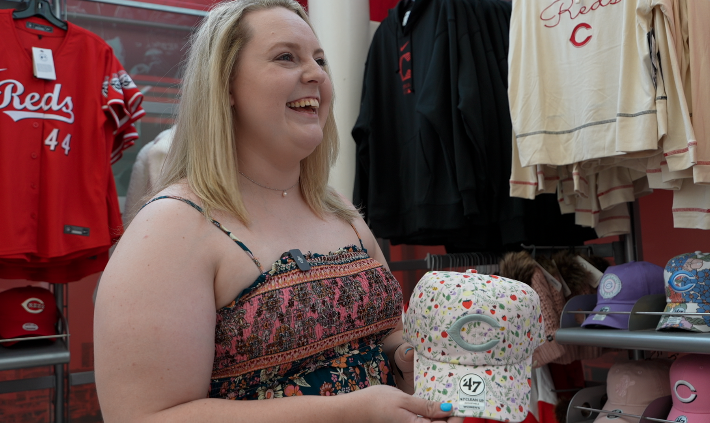 Haley Madden shopping at the Reds Team Store