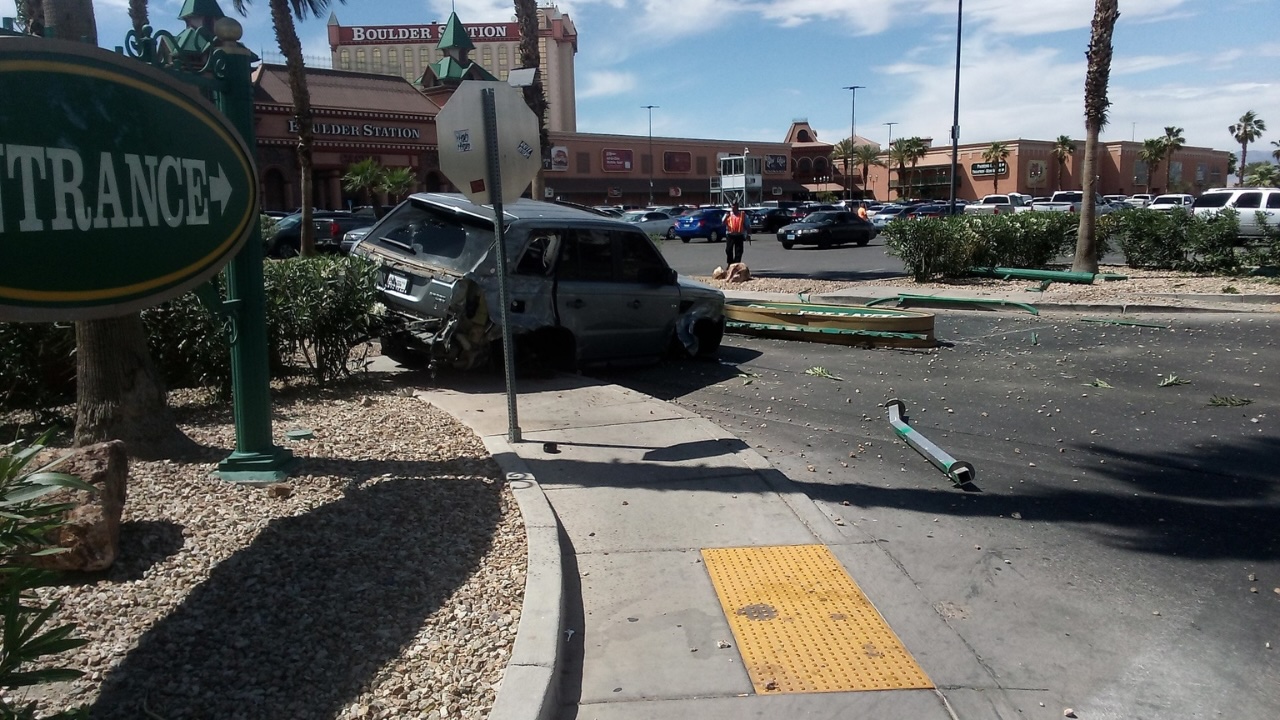 High-speed car chase ends with collision near Boulder Station Hotel and Casino