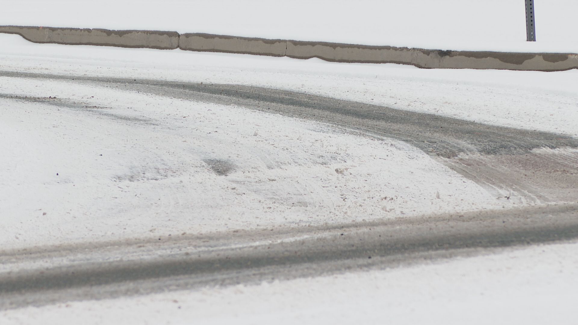 Snow-packed road Colorado Springs