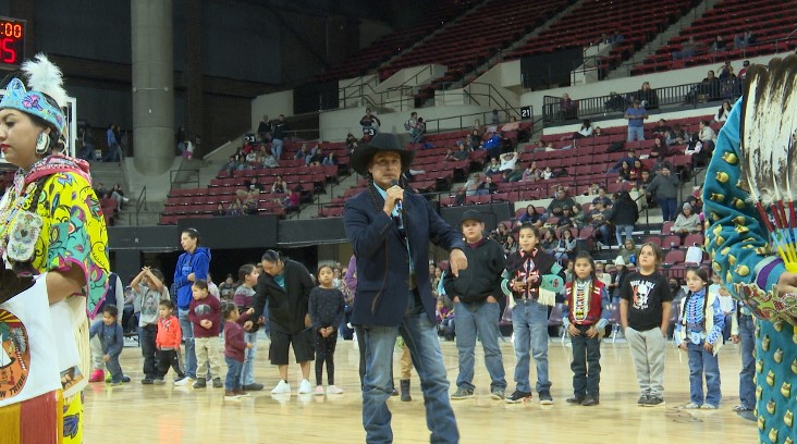 Mo Brings Plenty presenting at All American Indian Shootout in Billings