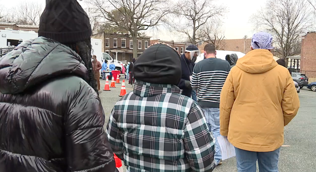 COVID-19 testing line 