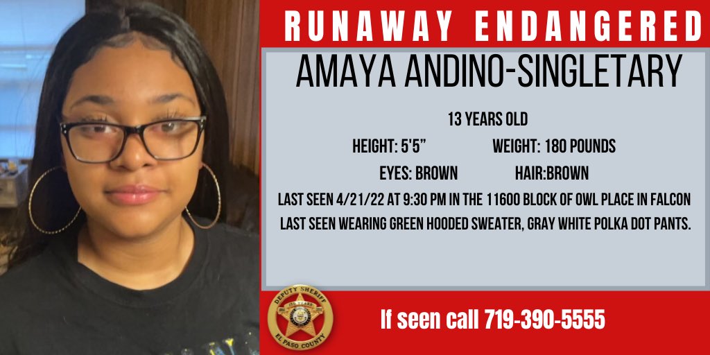 Missing 13 year old Amaya