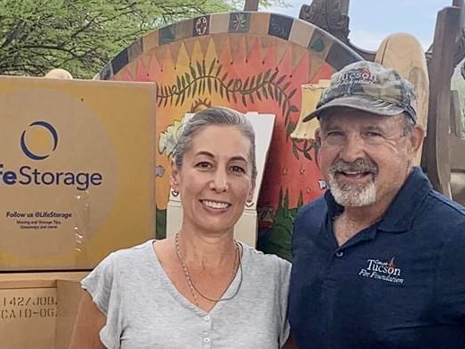 Rorie Johnston, Executive Director of the Greater Tucsn Fire Foundation, left. Retired former Tucson Fire assistant chief Mike McKendrick, right. Photo courtesy Mike McKendrick.
