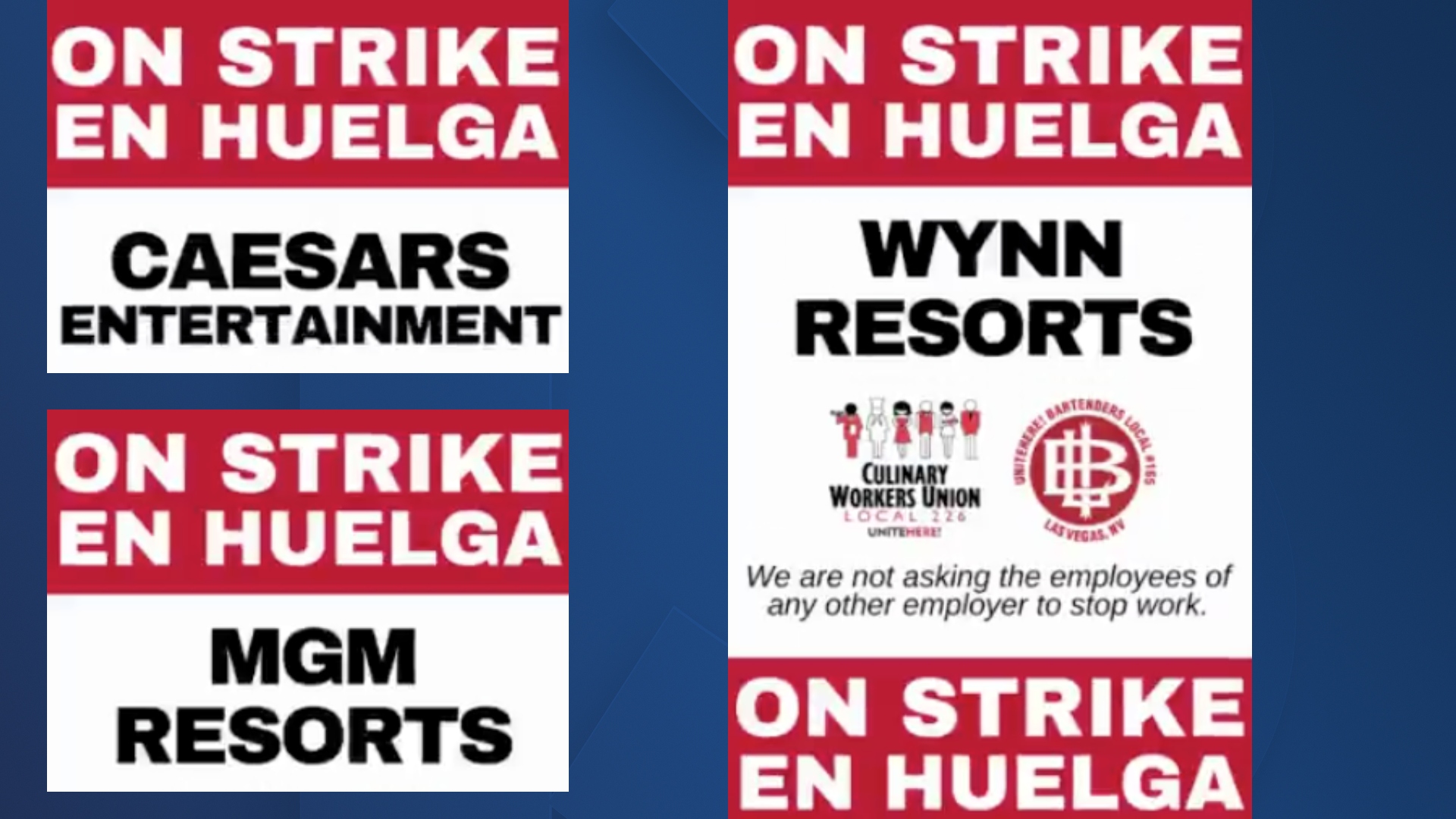 Culinary Union strike signs