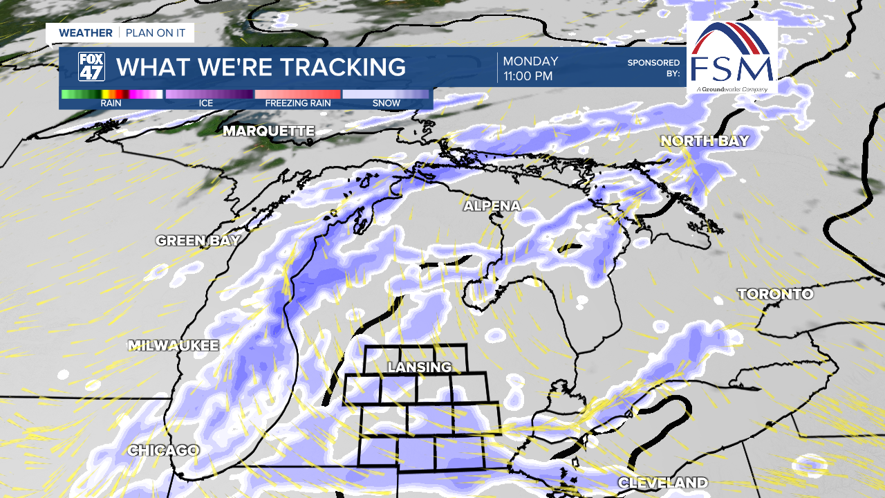 An upper level shortwave aids in snowfall returning to our neighborhoods Monday evening