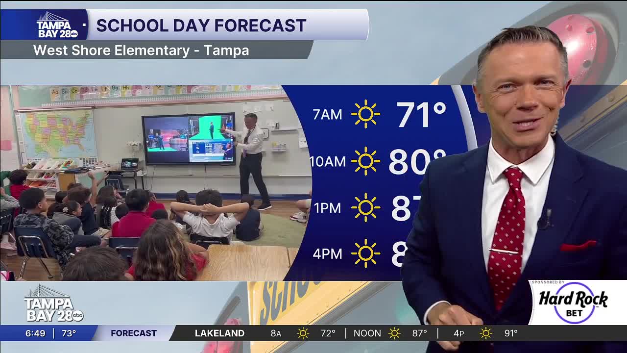 Meteorologist Greg Dee visits West Shore Elementary School in Tampa