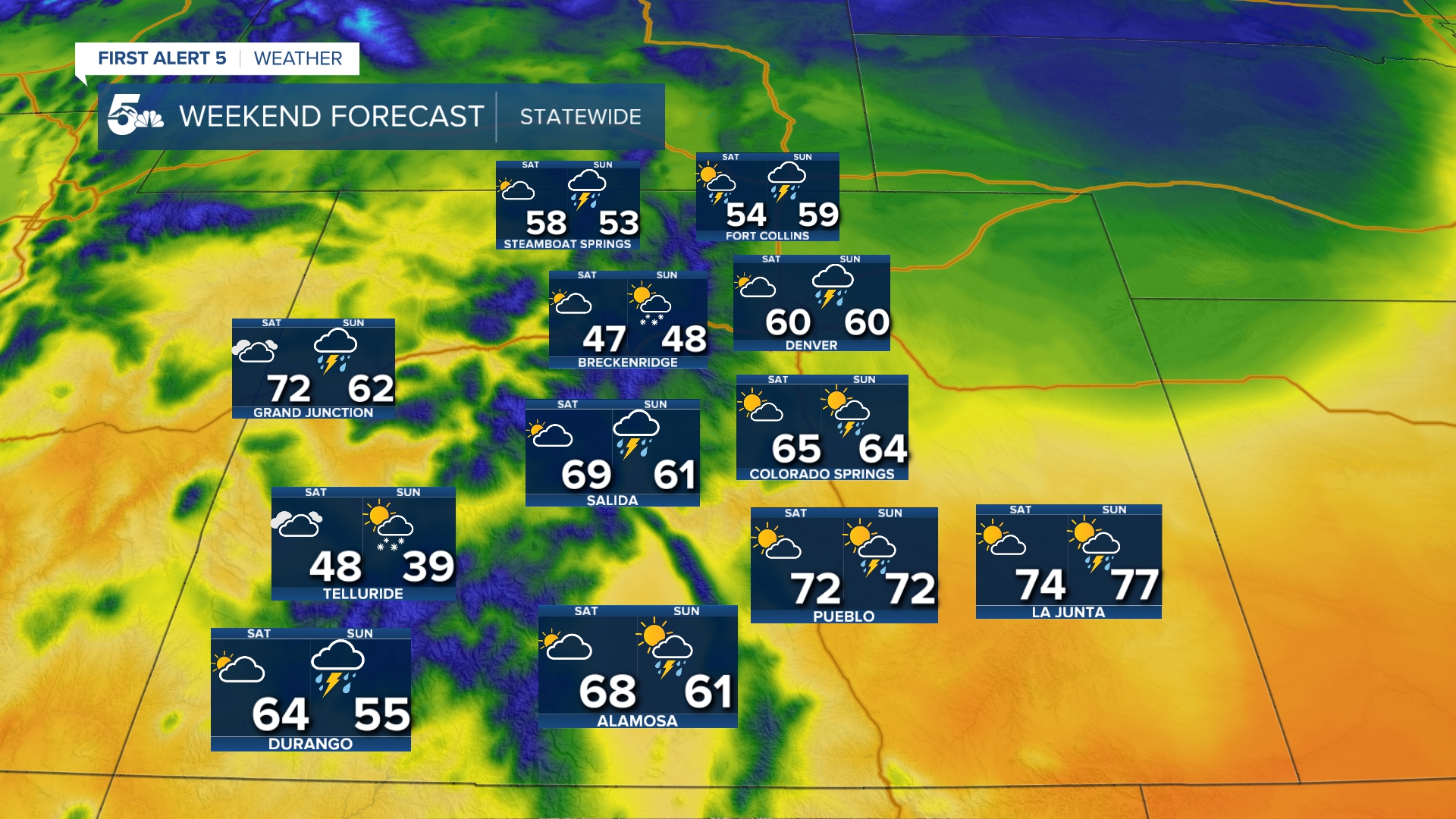 Colorado statewide weekend forecast for April 25th, 2026