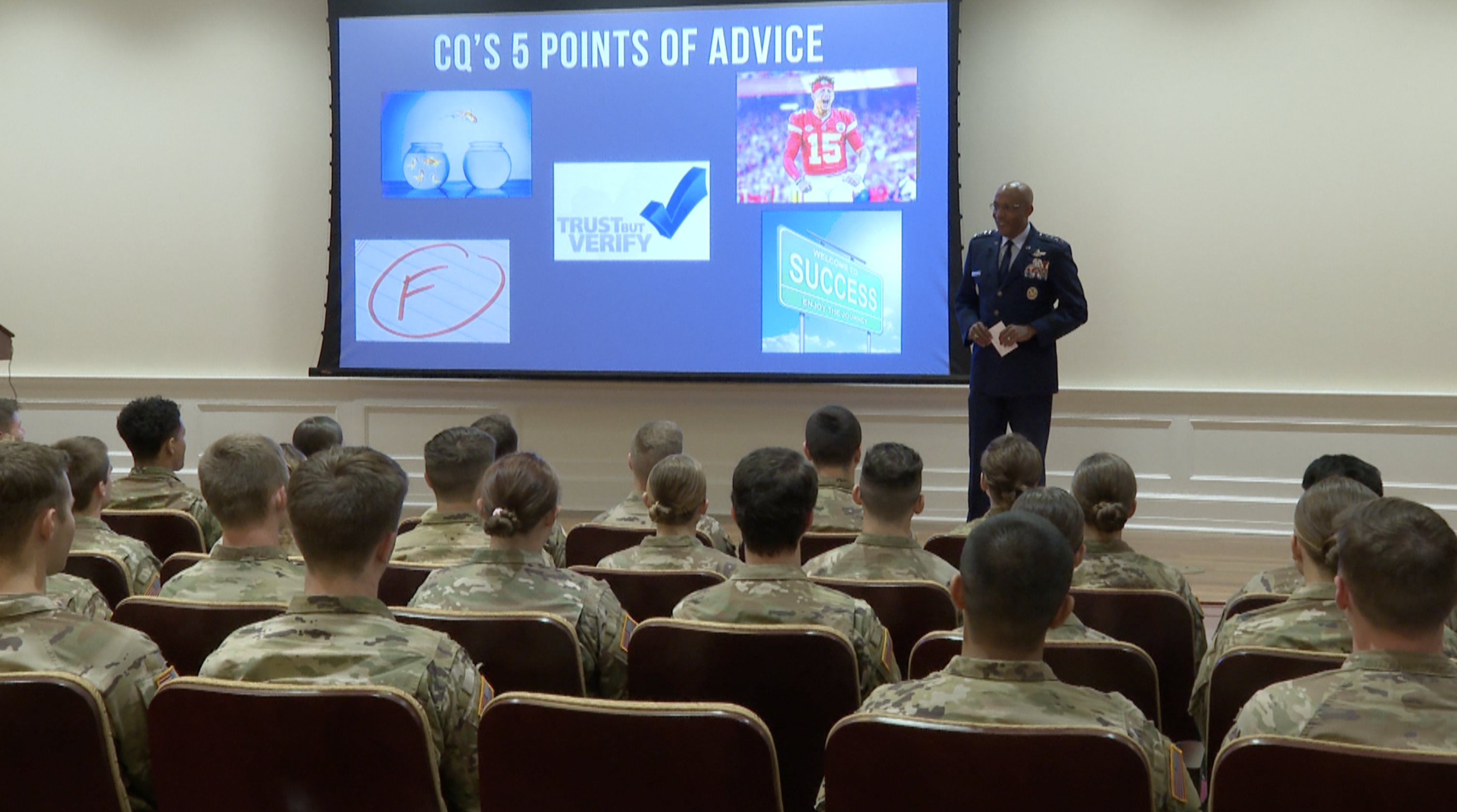 CQ Brown talking to CNU cadets