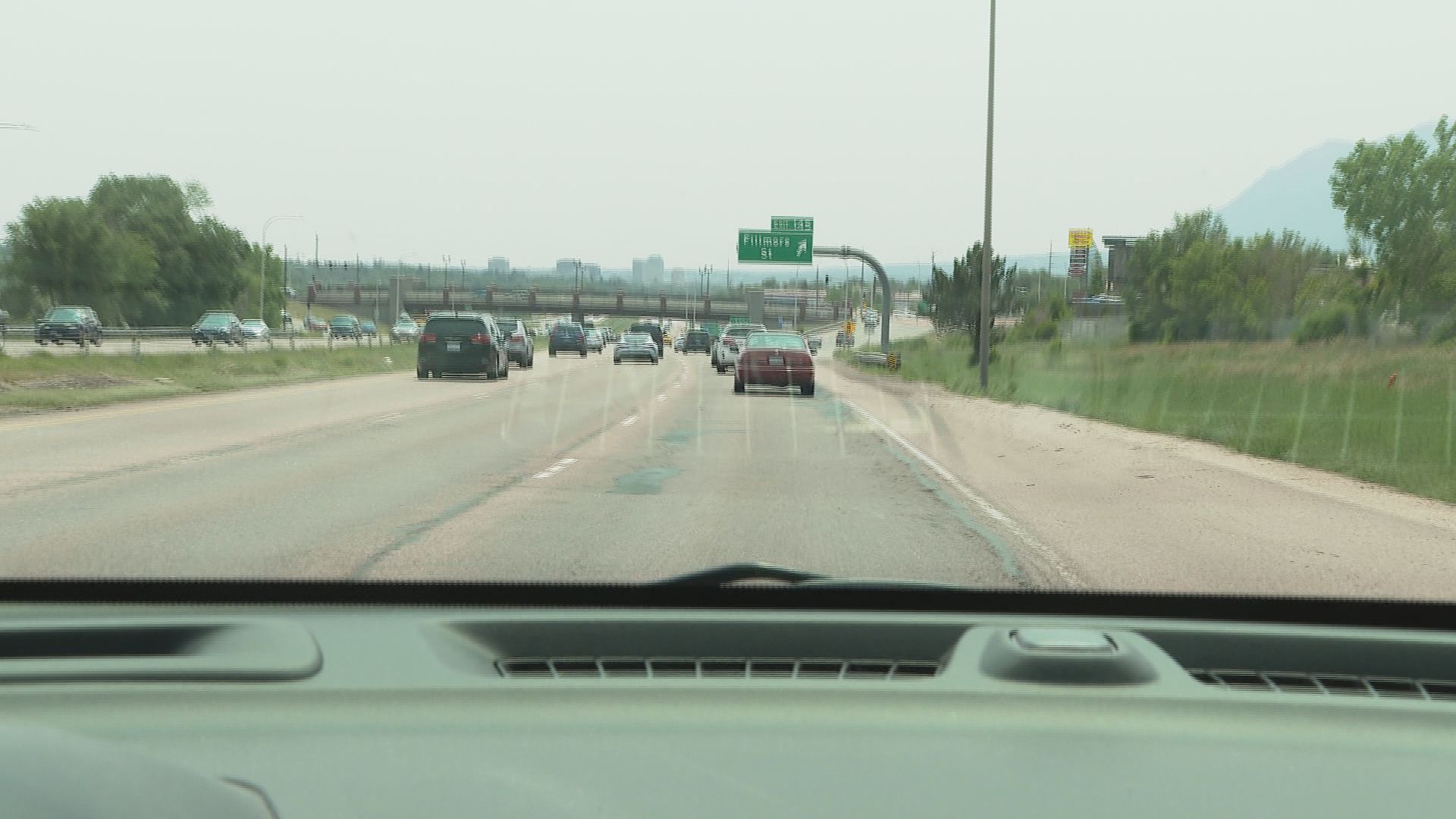 Southbound I-25 approaching Fillmore Street