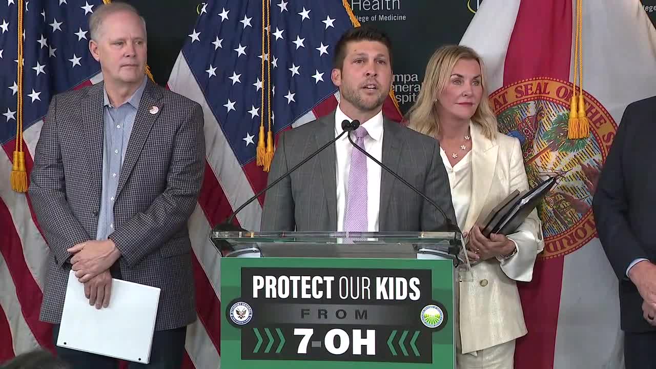 AG Uthmeier signs emergency rule to control concentrated 7-OH products during Tampa press conference