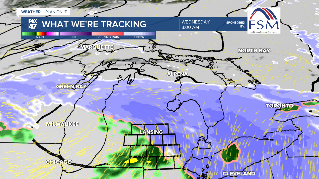 Mixing occurs overnight Tuesday into Wednesday as the 2nd clipper system advances through Michigan