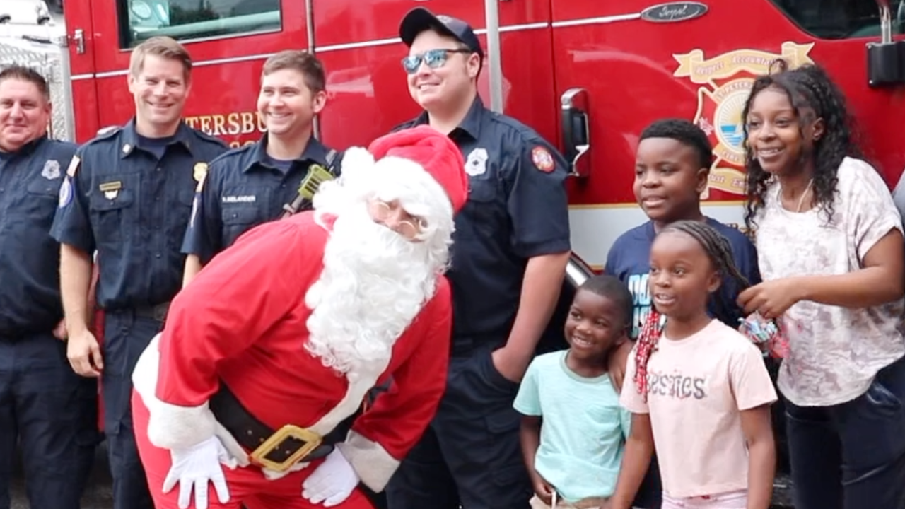 St. Pete Fire Rescue teams with Santa to bring gifts to fire victims