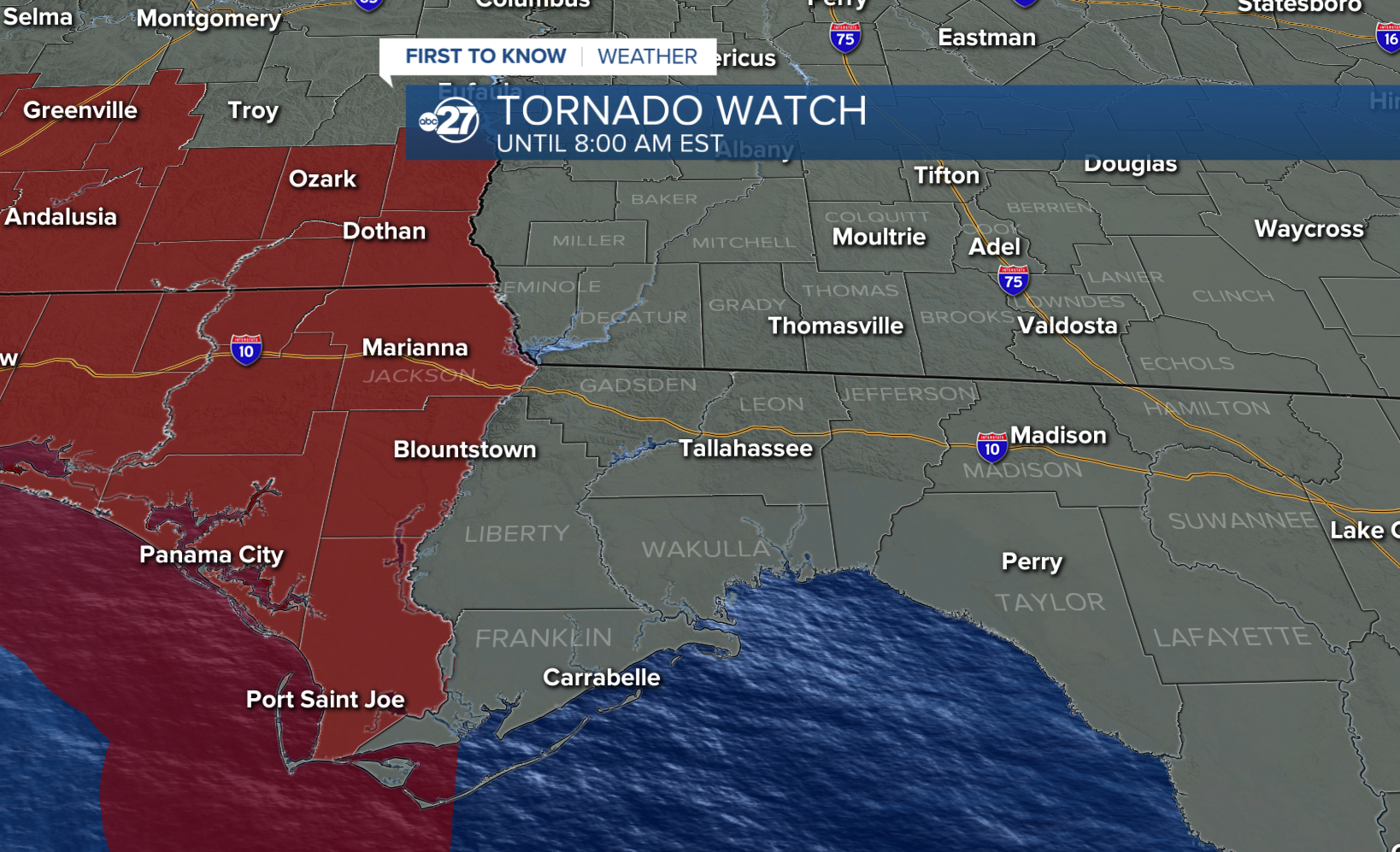 Tornado watch (01/08/2024)
