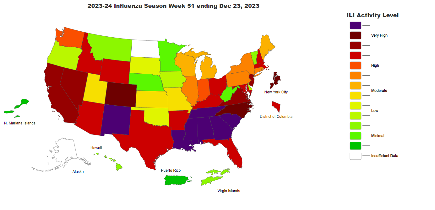 Centers for Disease Control and Prevention flu map
