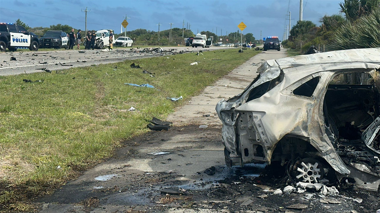 A pursuit ended in Hobe Sound when the suspect slammed into two vehicles, veered off the roadway into a wooded area near U.S. 1 and Jonathan Dickinson State Park, and burst into flames.