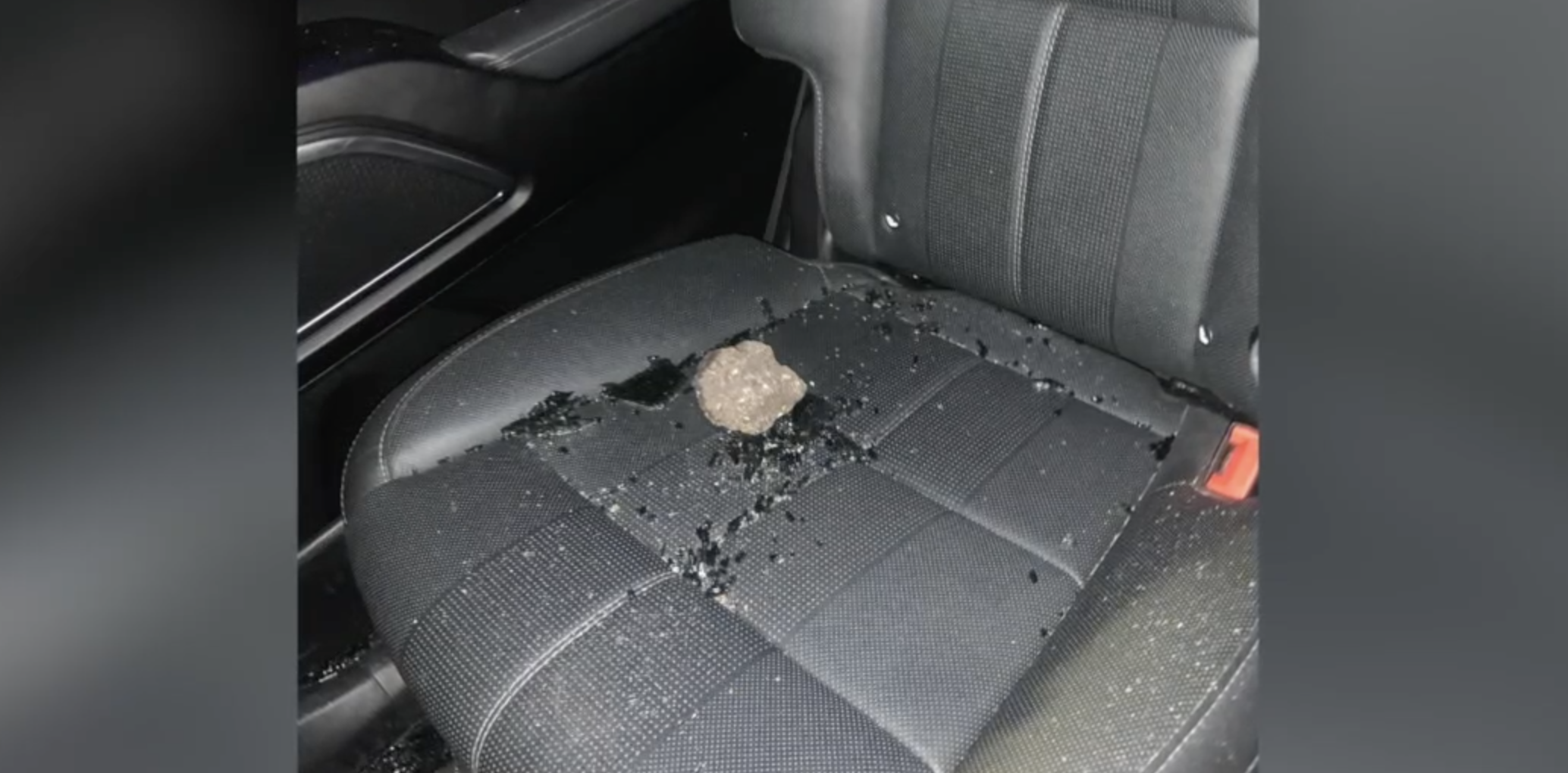 A rock that hit a car on the 58