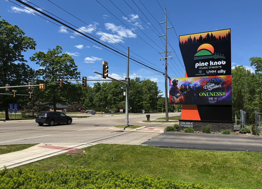 Pine Knob Music Theater's new 32-foot digital sign sparks safety and community character debate