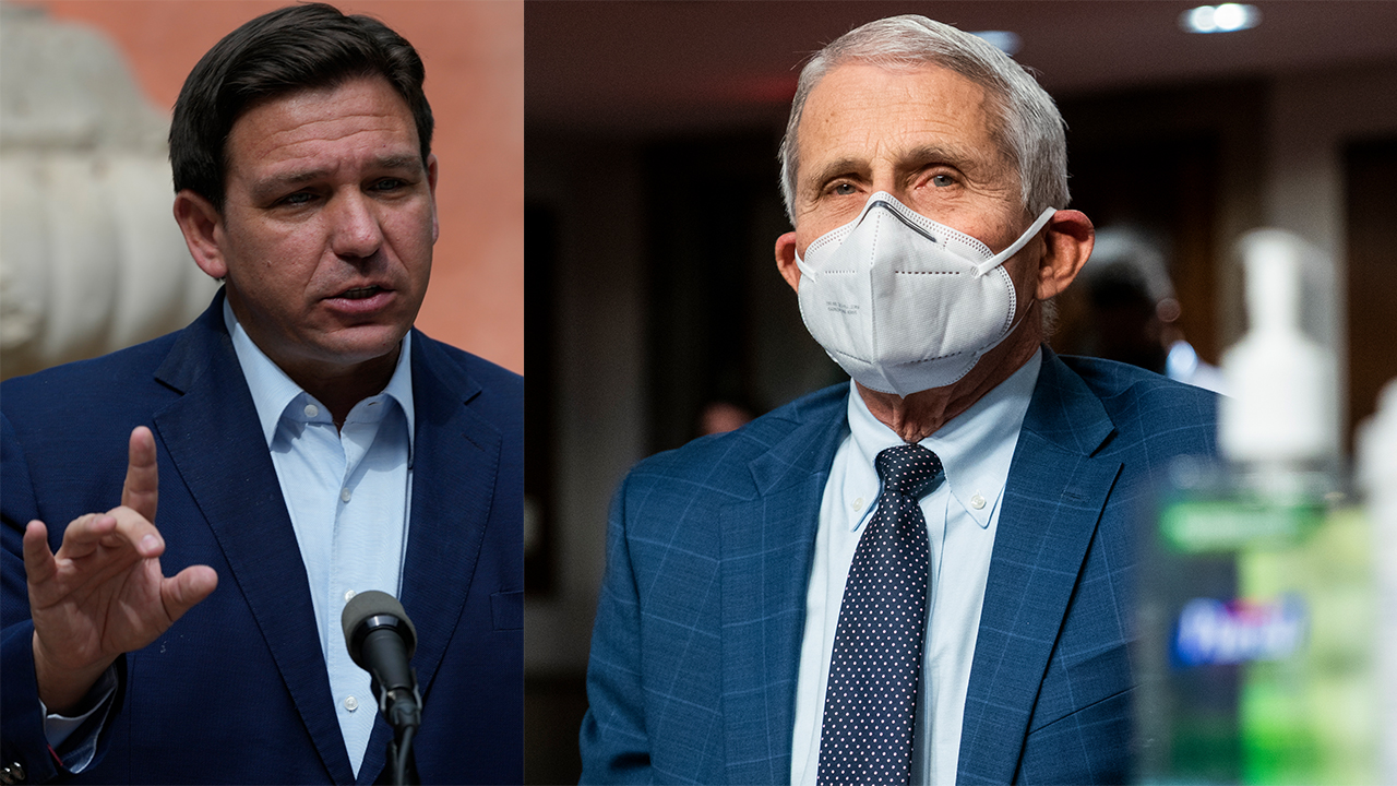 Gov. Ron DeSantis and Dr. Anthony Fauci, 'Fauci Can Pound Sand' flip-flops