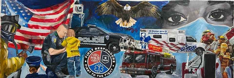 Mural honoring St. Johns first responders