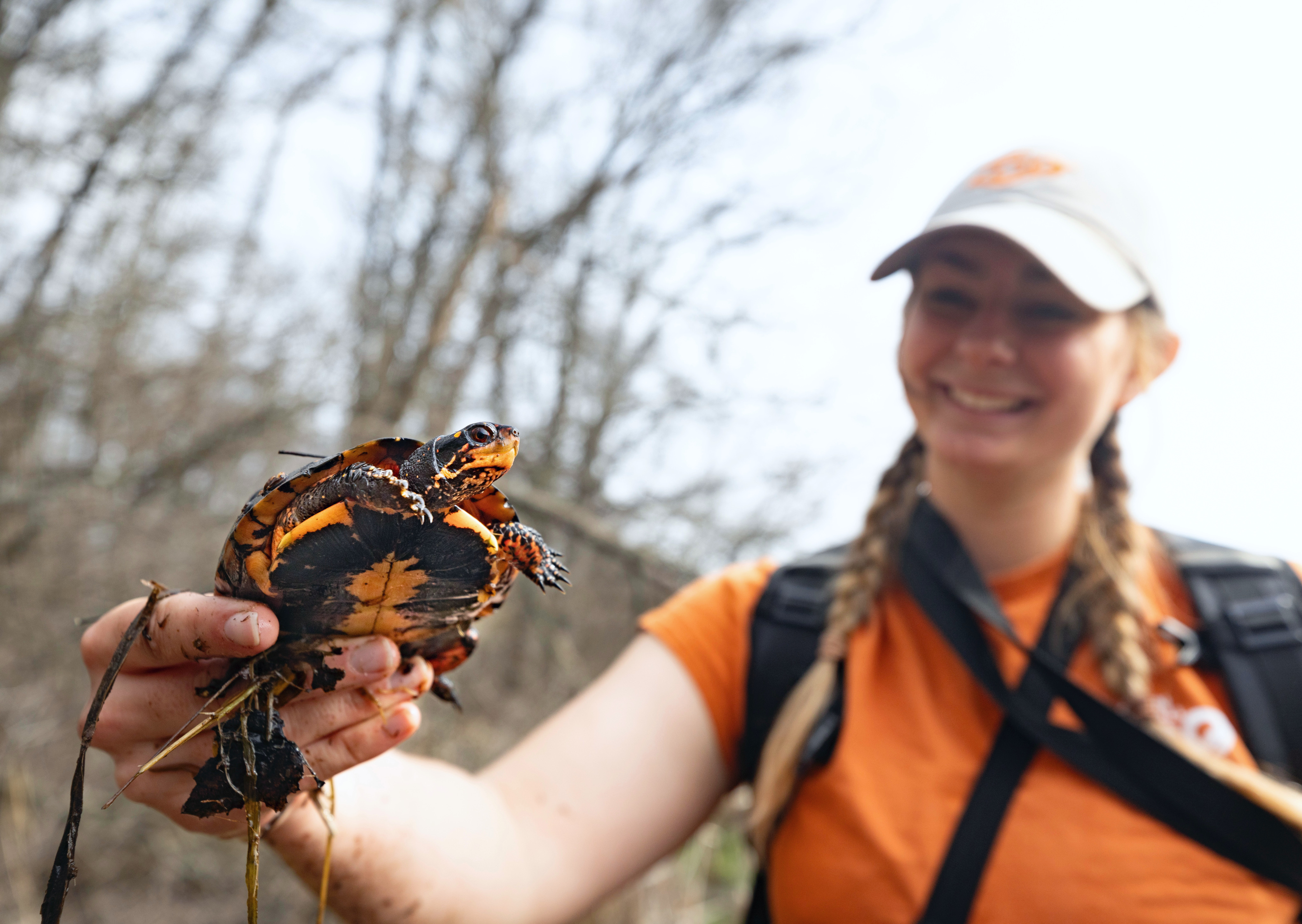Faith Kuzma with a spotted turtle