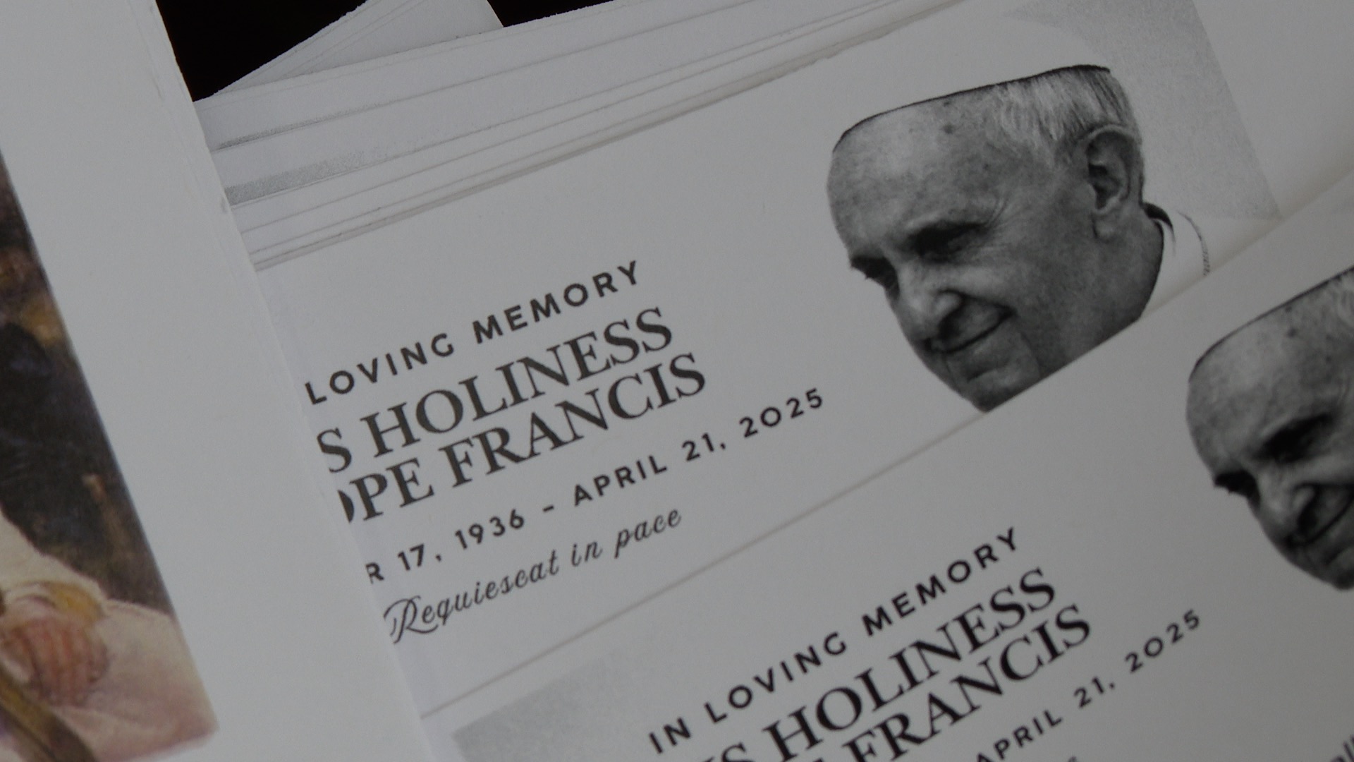 Pope Francis In Memoriam Card St. Mary Cathedral in Lansing