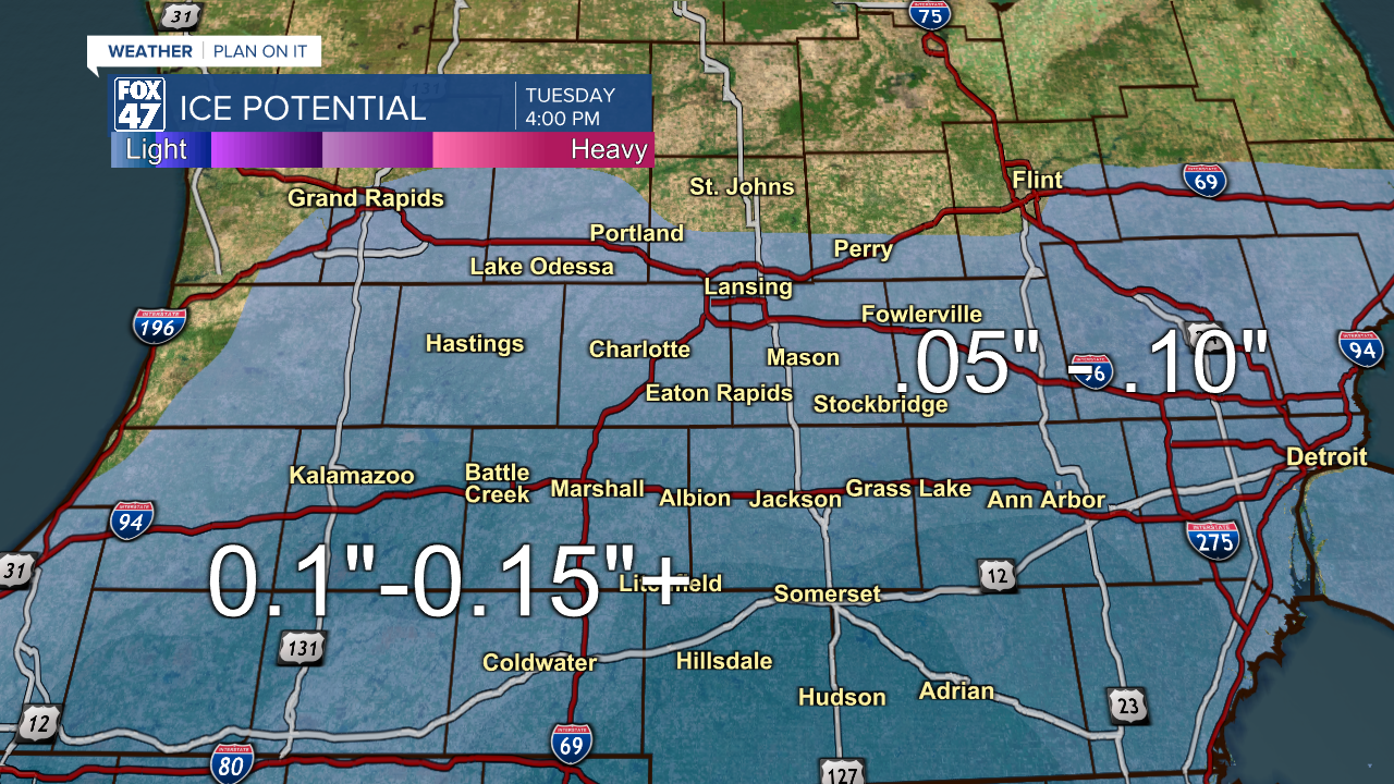 Southern Michigan Ice Potential Tuesday Jan 23