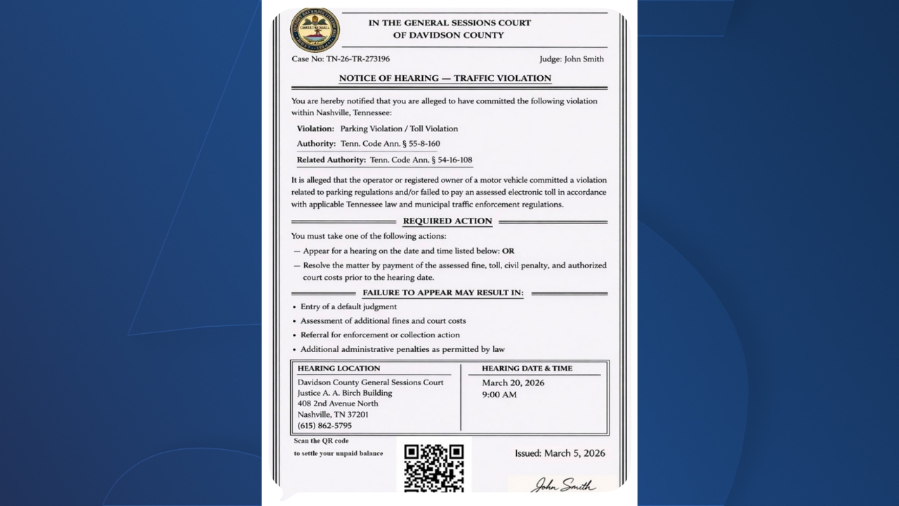 Davidson County Circuit Court Clerk warns public about outstanding ticket scam