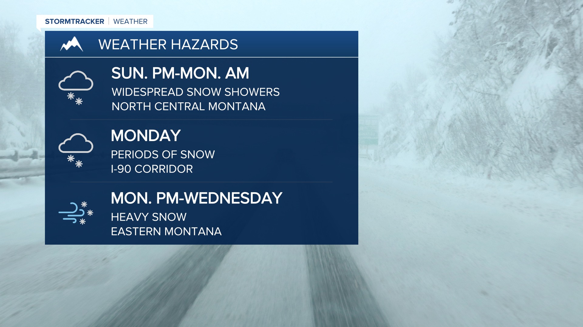 Widespread snow showers developing Sunday