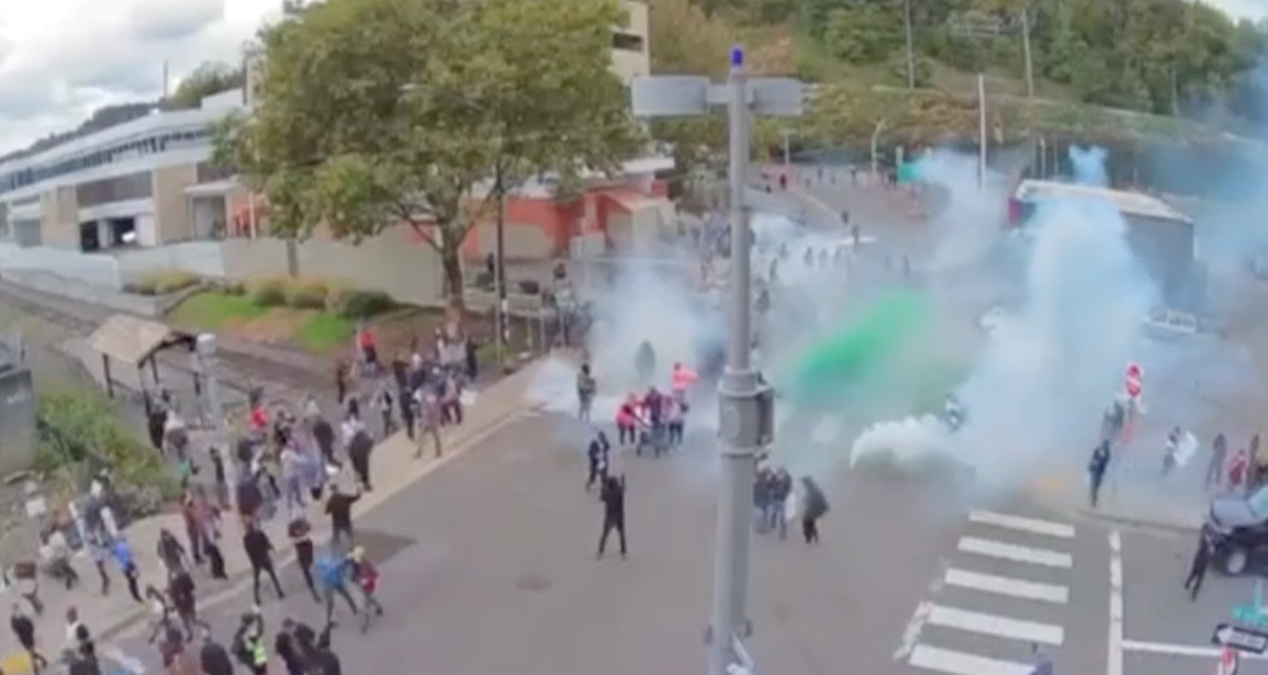 Tear gas deployed on protesters in Portland, Oregon. 