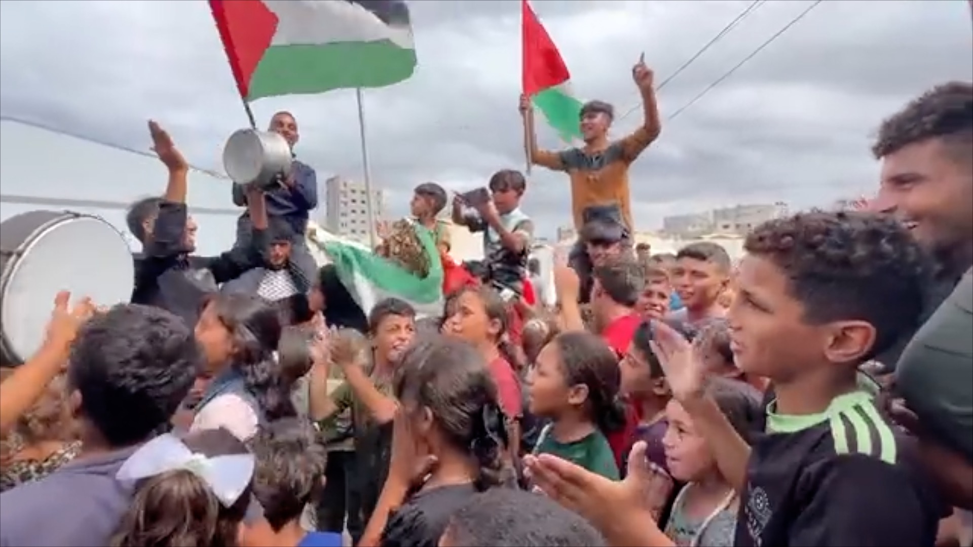 Palestinians celebrate ceasefire deal October 8-9th