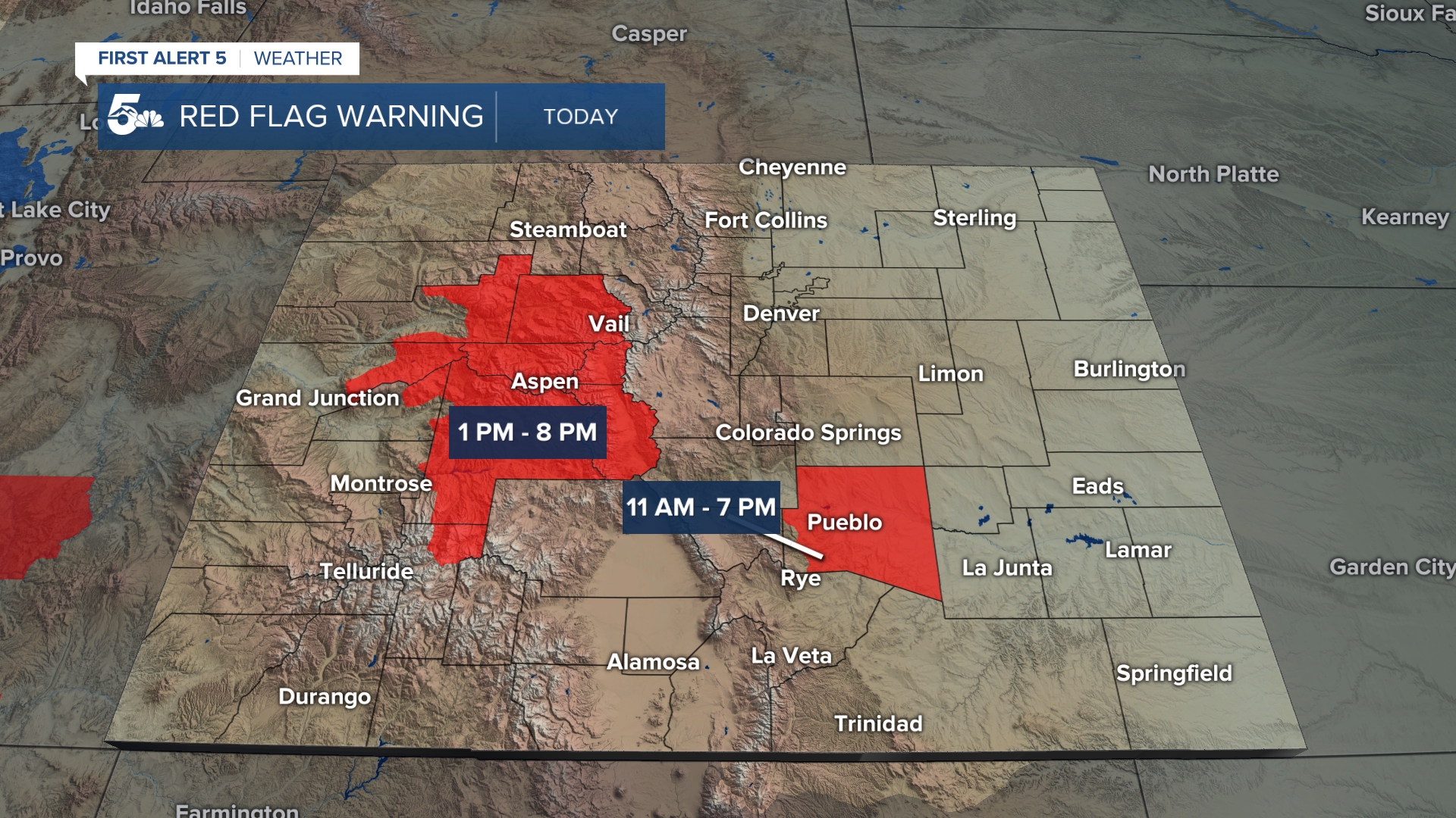 Colorado Red Flag Warnings on Saturday, June 13th