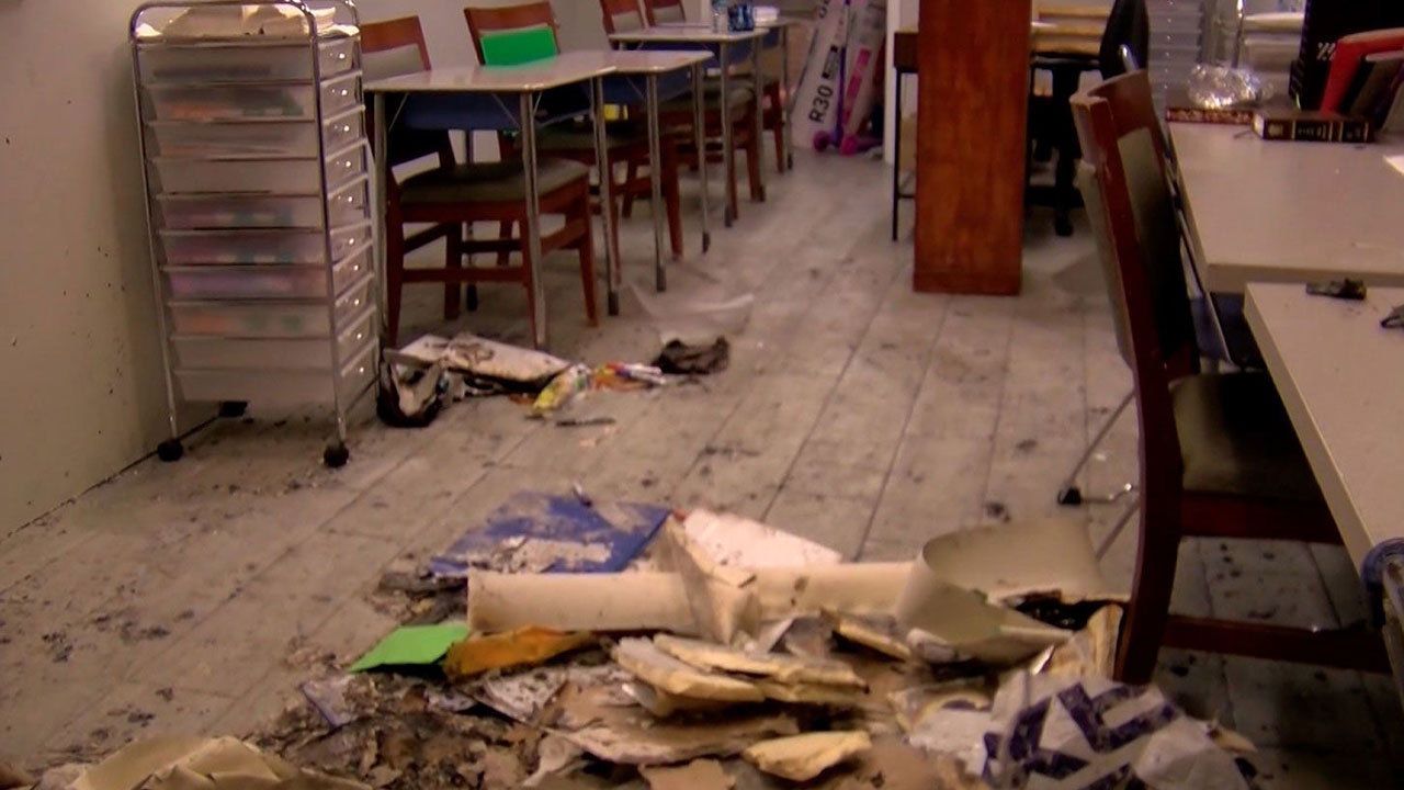 Damage seen after a fire at Chabad of Charlotte County in Punta Gorda, Florida.