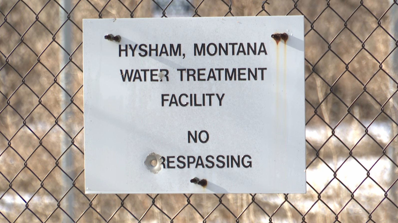 Hysham, Montana water treatment facility "No Trespassing" sign