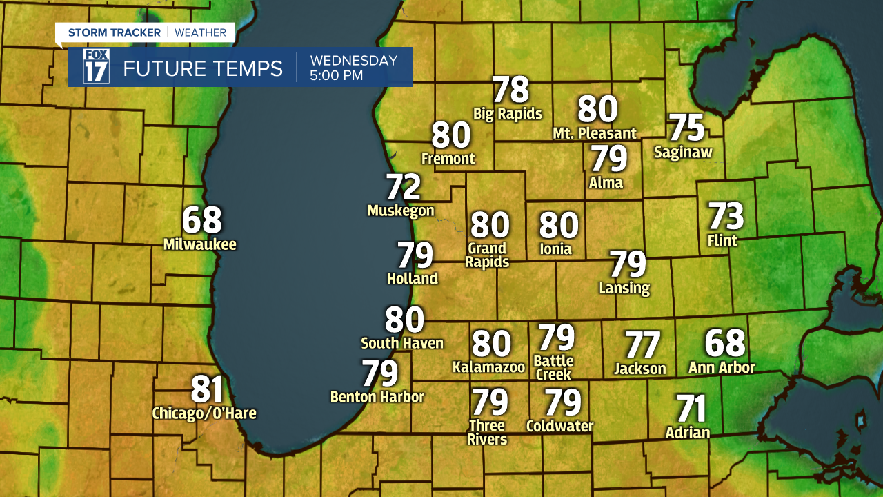 Wednesday's Evening Temperatures