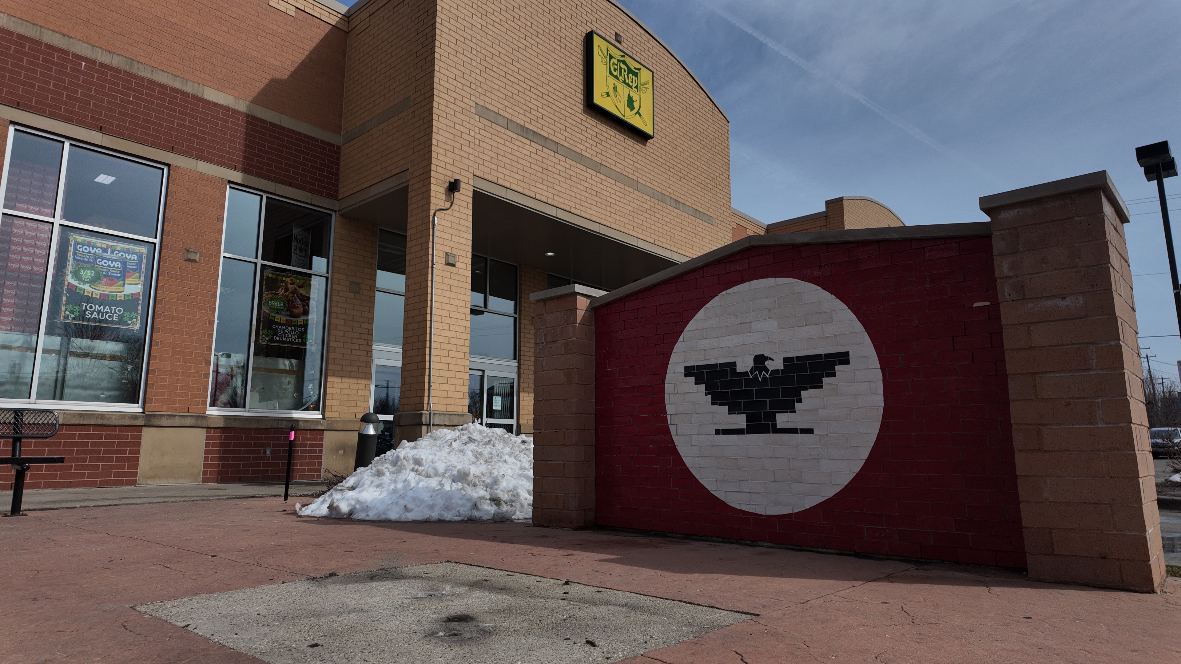 An empty spot where a Cesar Chavez statue once stood