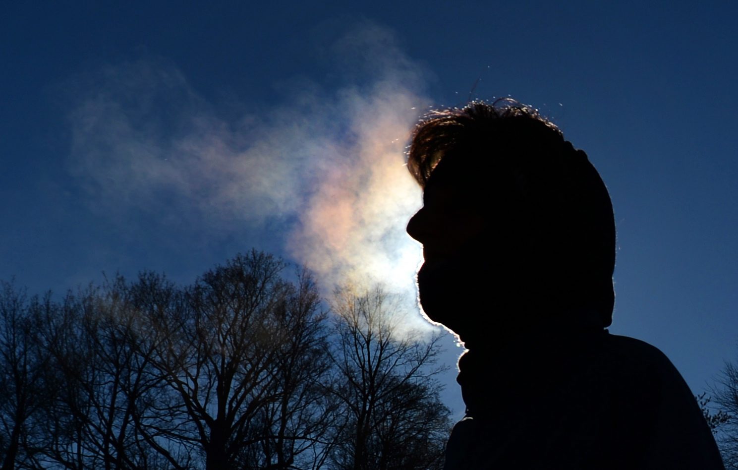 Very cold weather, cold air breath