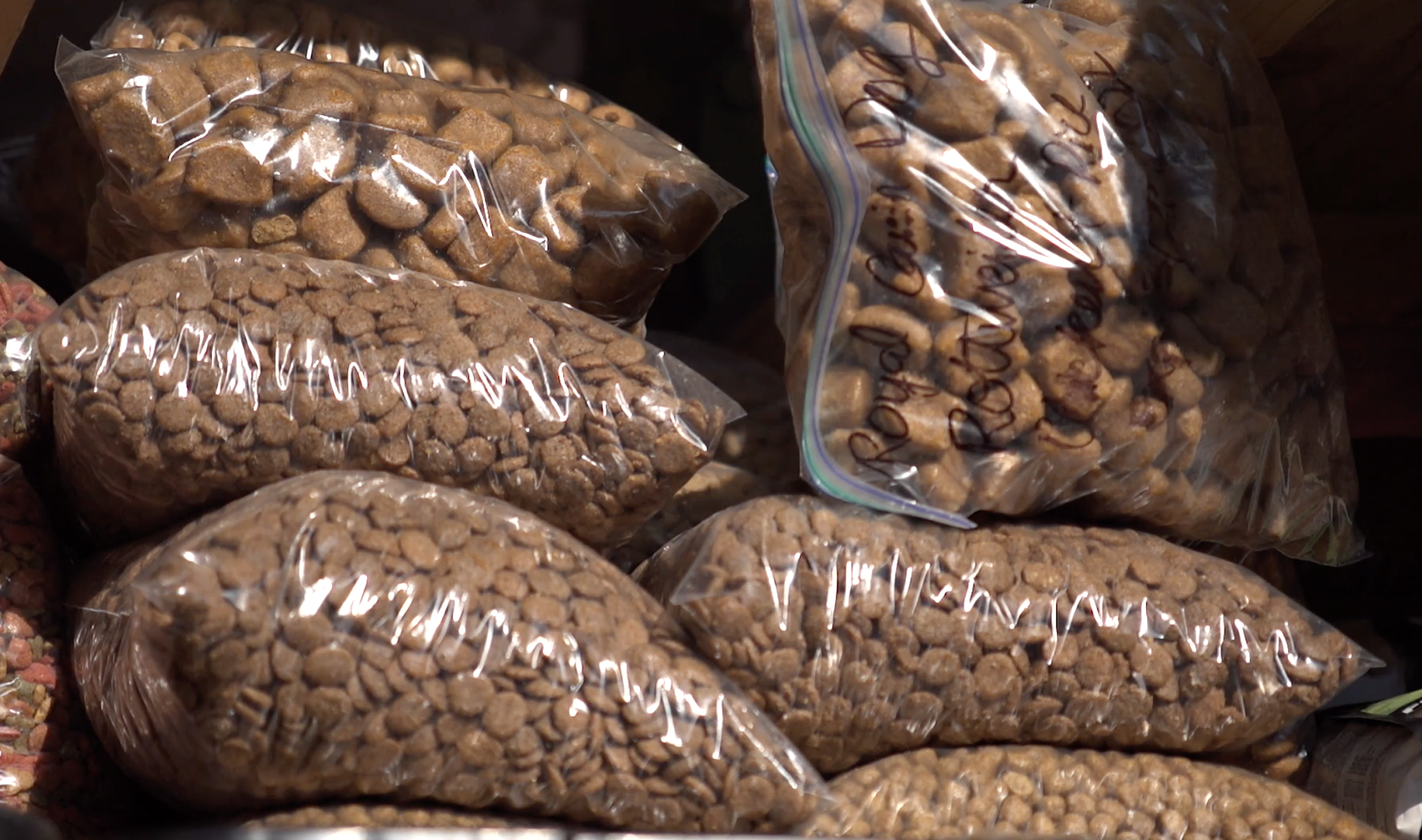 Pet pantries, like the one run by the Humane Rescue Alliance, rely on donations to help pet owners in need. They often take large bags of donated pet food and divide them into smaller bags for distribution at their mobile pet pantry events.
